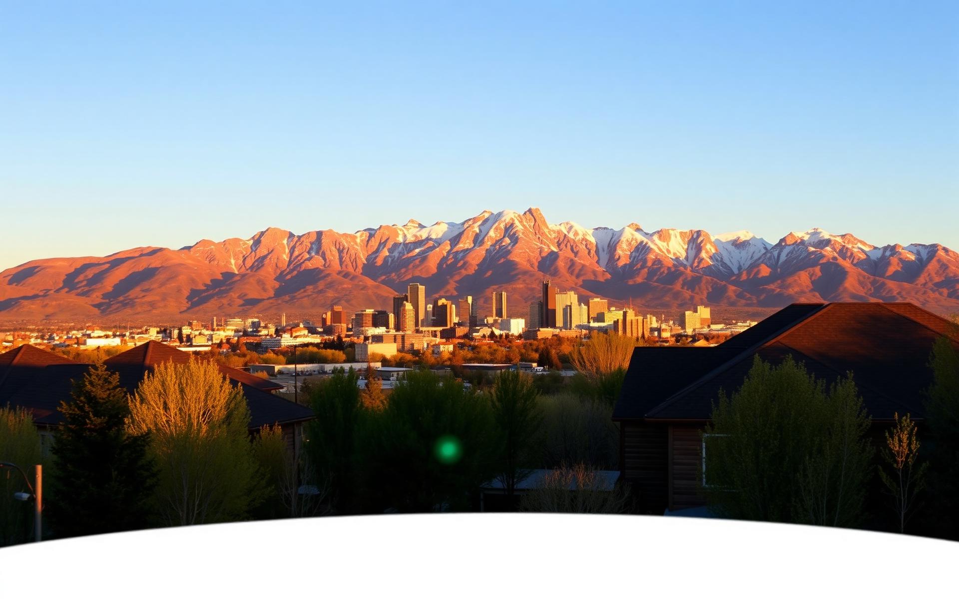 Salt Lake City skyline against the Wasatch Mountains